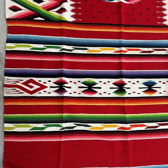 VINTAGE AZTEC SOUTHWEST HAND MADE WOOL RUG - Picture 6 of 6